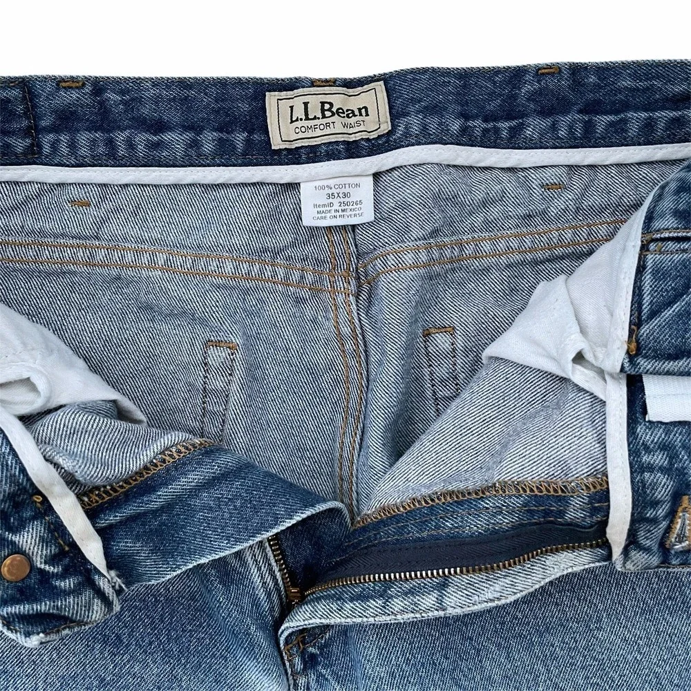 Vintage LL Bean Comfort Waist Jeans Size 35 X 30 Distressed